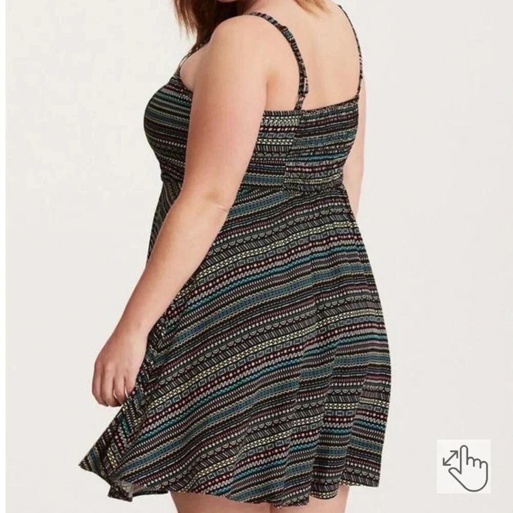 Torrid Womens Dress Mini Challis Sweetheart colorful summer 90s coastal Plus SZ - Picture 2 of 15